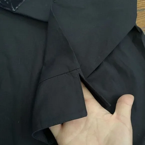 NWT Vineyard Vines Black Velvet Trim Popover Collared Shirt Top XS Cotton - Picture 5 of 9